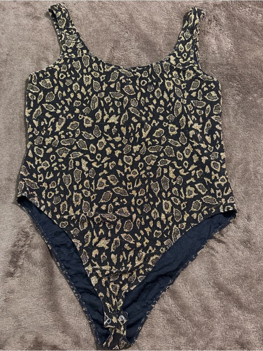 Forever 21 Black & Gold Leopard Print Bodysuit Size 2X. NWT